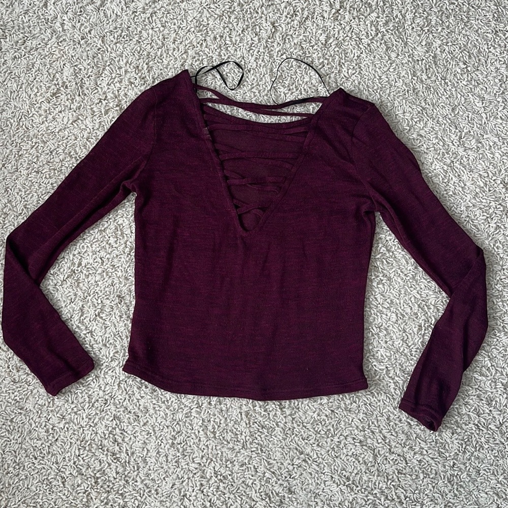 (Two) H&M fitted cropped sweaters with cross detail in back Womens US size XS